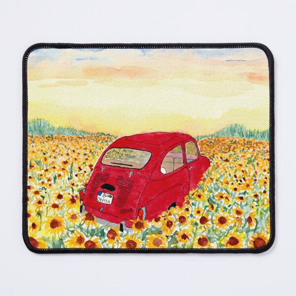 Item preview, A Fiat 600 in a sunflower field designed and sold by Cacatuart.