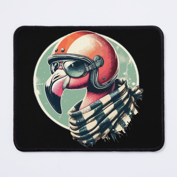 Item preview, Biker Pink Flamingo Bird In Cool Helmet designed and sold by TomFrontierArt.