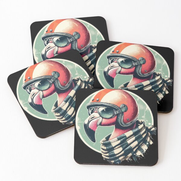 Item preview, Biker Pink Flamingo Bird In Cool Helmet designed and sold by TomFrontierArt.