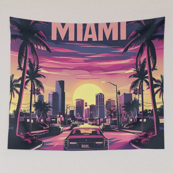 Item preview, Miami Travel Illustration designed and sold by nomiraclehere.