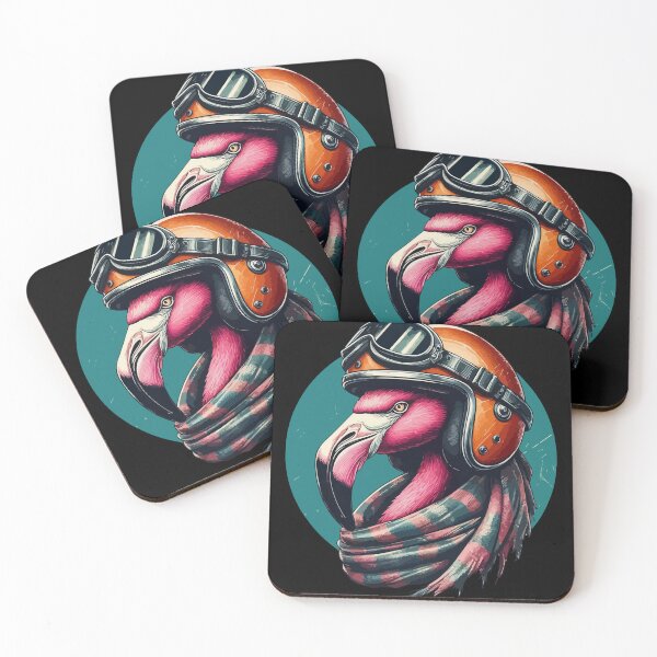 Item preview, Funny Biker Pink Flamingo Bird In Cool Helmet designed and sold by TomFrontierArt.