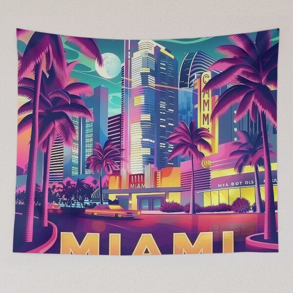 Item preview, Miami Travel Illustration designed and sold by nomiraclehere.