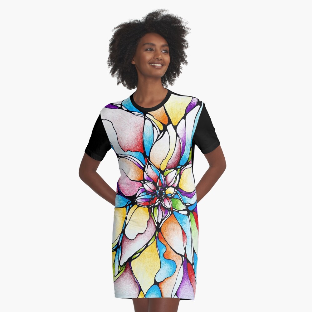 Wishing Flower Graphic T-Shirt Dress