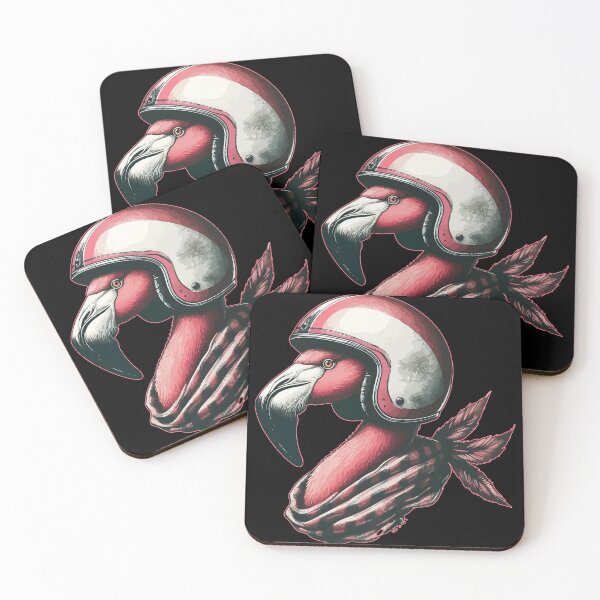 Item preview, Biker Pink Flamingo Bird In Cool Helmet designed and sold by TomFrontierArt.