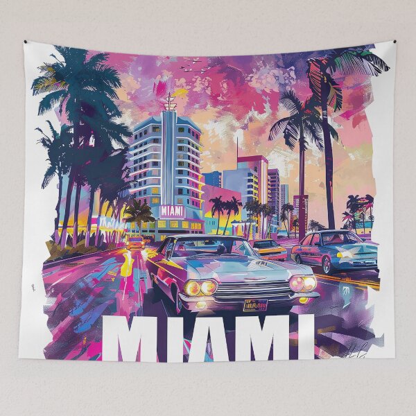 Item preview, Miami Travel Illustration designed and sold by nomiraclehere.