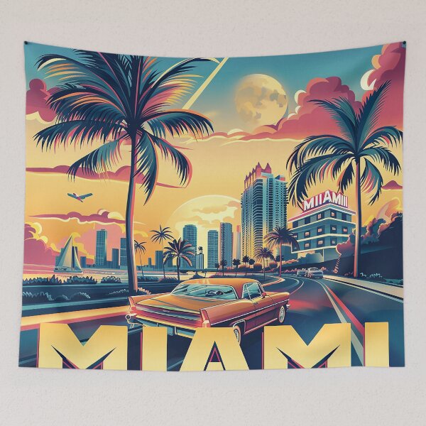 Item preview, Miami Travel Illustration designed and sold by nomiraclehere.