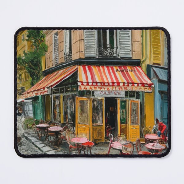 Item preview, Classic Parisian Café with Striped Awning……Art By Carraann designed and sold by CARRAANN.