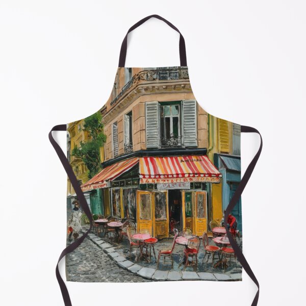 Item preview, Classic Parisian Café with Striped Awning……Art By Carraann designed and sold by CARRAANN.