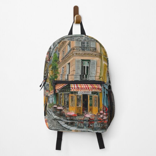 Item preview, Classic Parisian Café with Striped Awning……Art By Carraann designed and sold by CARRAANN.