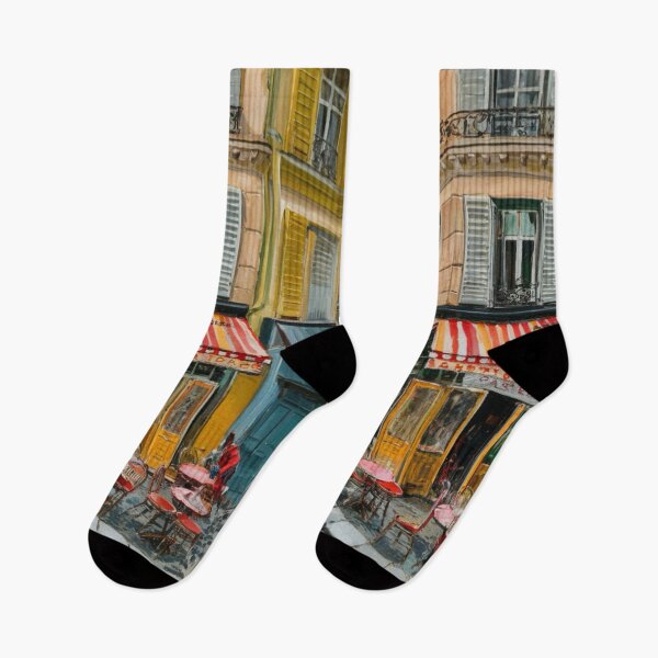 Item preview, Classic Parisian Café with Striped Awning……Art By Carraann designed and sold by CARRAANN.