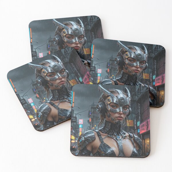 Item preview, Horned Mask, Cyber Girl, Cyberpunk, Dystopian designed and sold by Burn-Ego.