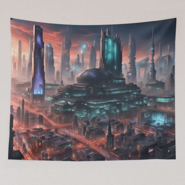 Item preview, Neo-Megalithic Futurist City, Digital Painting designed and sold by Burn-Ego.