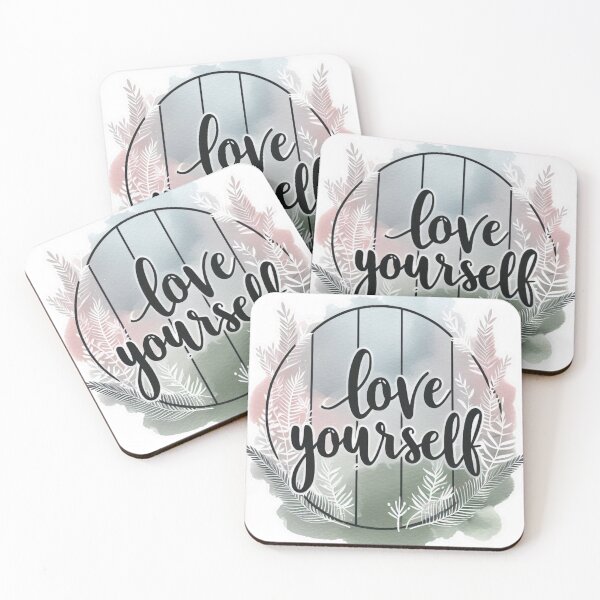 Item preview, Love Yourself Circle Rosemary Leaf Pastel  Pink Blue Green Art  designed and sold by Nanthanon.