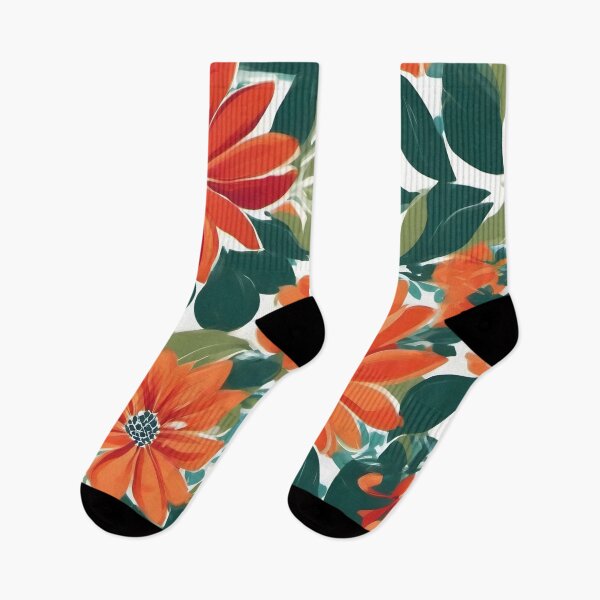 Item preview, Radiant Blossoms: Energetic Floral Pattern in Orange and Red designed and sold by FreedomToDesign.