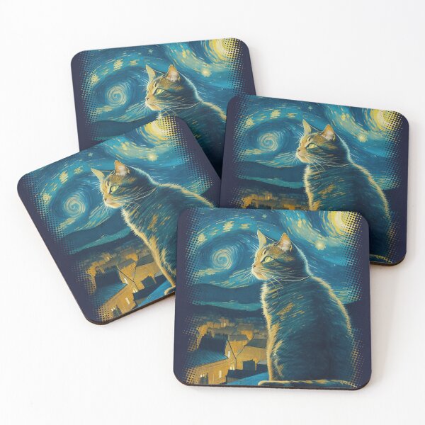 Item preview, Starry Night Cat Van gogh  designed and sold by BlessLifePrints.