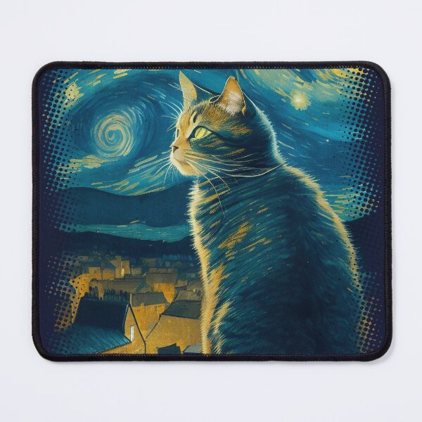 Item preview, Starry Night Cat Van gogh designed and sold by BlessLifePrints.