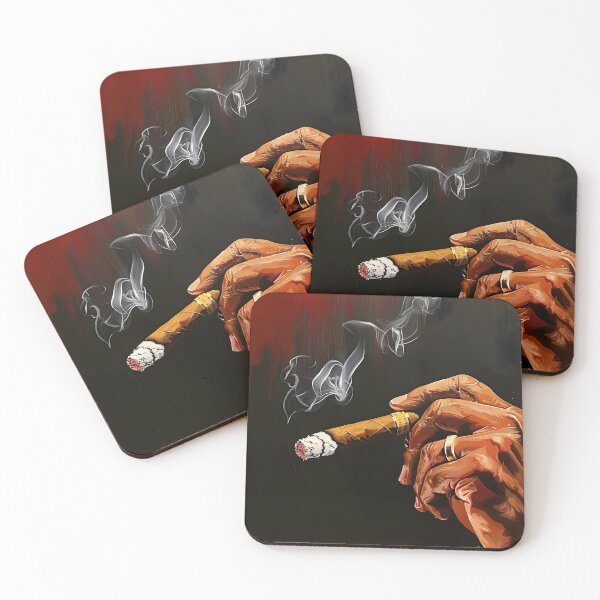 Item preview, Cigar Aficionado Holding Lit Cigar with Gracefully Rising Smoke Abstract Art Generative AI designed and sold by OlfactoART Studio.