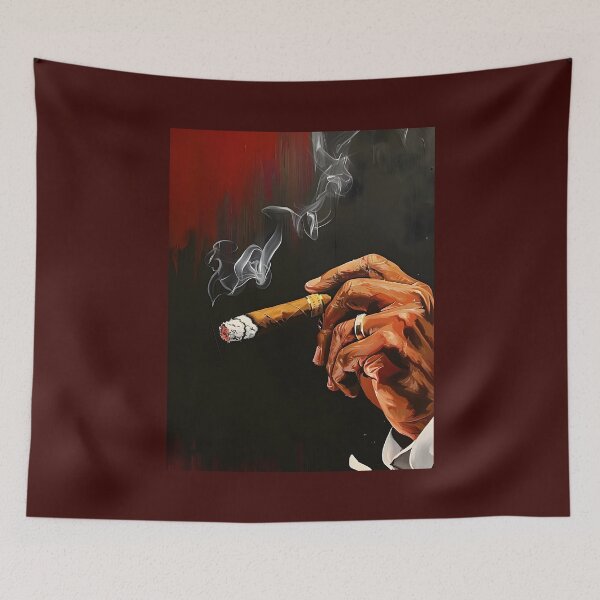 Item preview, Cigar Aficionado Holding Lit Cigar with Gracefully Rising Smoke Abstract Art Generative AI designed and sold by OlfactoART Studio.