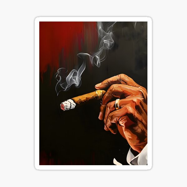 Item preview, Hand Holding Lit Cigar with Gracefully Rising Smoke Against Dark Background Abstract Art Generative AI designed and sold by OlfactoART Studio.