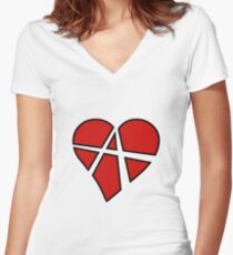 Anarchist Heart Red Women's Fitted V-Neck T-Shirt