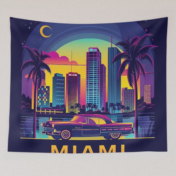Item preview, Miami Travel Illustration designed and sold by nomiraclehere.