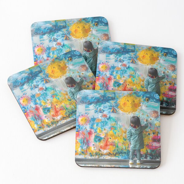 Item preview, Child Drawing on a Wall Surrounded by Vibrant Imagination designed and sold by ManeeStore.