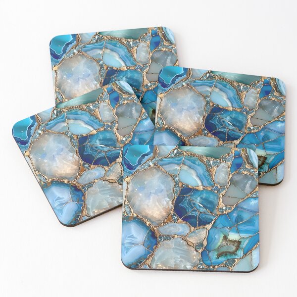 Item preview, Stunning Blue Opal Gemstone Art with Gold Accents designed and sold by mebraart.