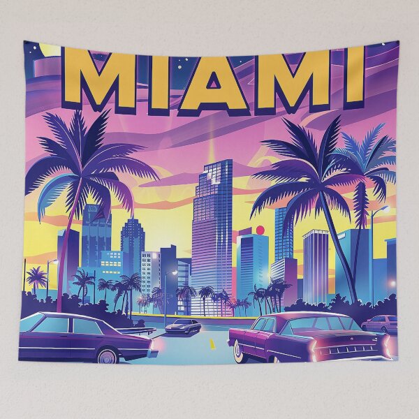Item preview, Miami Travel Illustration designed and sold by nomiraclehere.