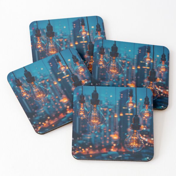 Item preview, Cityscape with Buildings Shaped Like Lightbulbs designed and sold by ManeeStore.