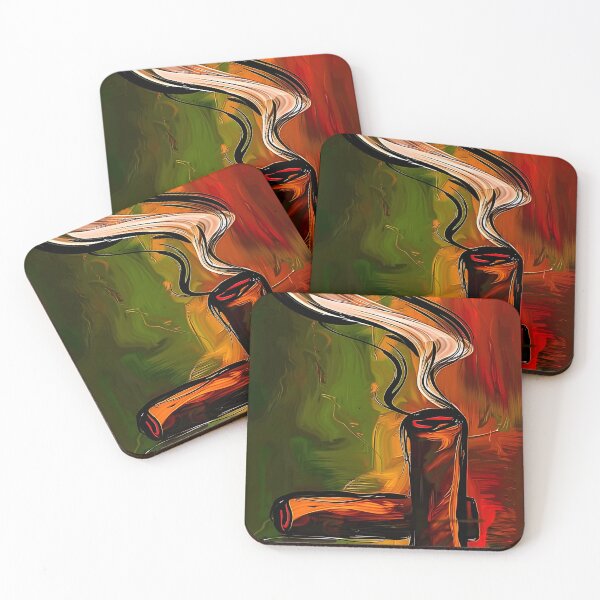 Item preview, Burning Cigar Emitting Smoke Against Vibrant Background - AI-Generated Art designed and sold by OlfactoART Studio.