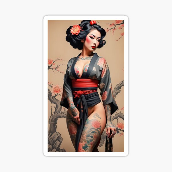 Item preview, Japanese Inked Tattoo Geisha Pin-up Lady designed and sold by Bunmigraphics .