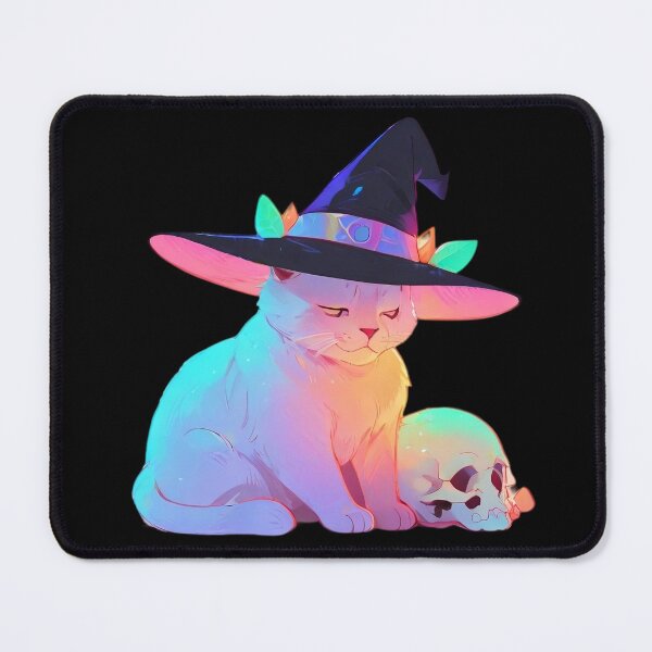 Item preview, A cat wearing a witch's hat and sitting on the skul designed and sold by Nickyayee.