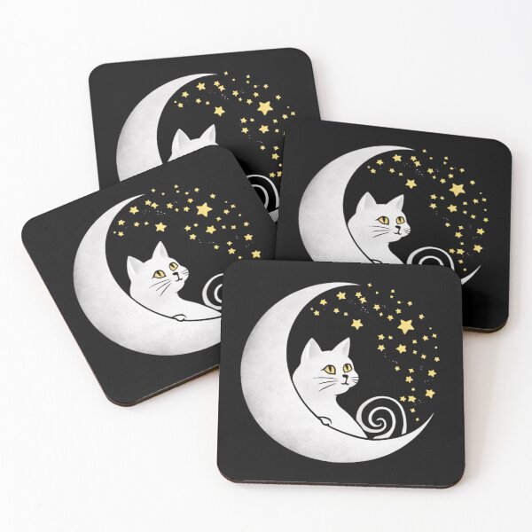Item preview, Lunar Whispers: Curious Cat Crescent designed and sold by AmziLife.
