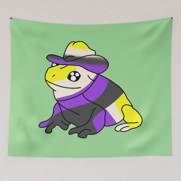 Item preview, Lgbtq pride nonbinary frog with cowboy hat designed and sold by Quacktails.
