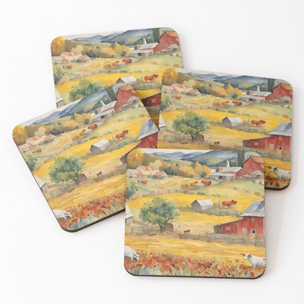 Item preview, Watercolor Rustic Farm Scene  designed and sold by ThePinkProject.