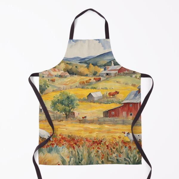 Item preview, Watercolor Rustic Farm Scene  designed and sold by ThePinkProject.