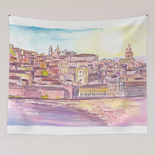 Item preview, Lisbon Portugal Shimmering Scene of Old Town with Waterfront designed and sold by artshop77.