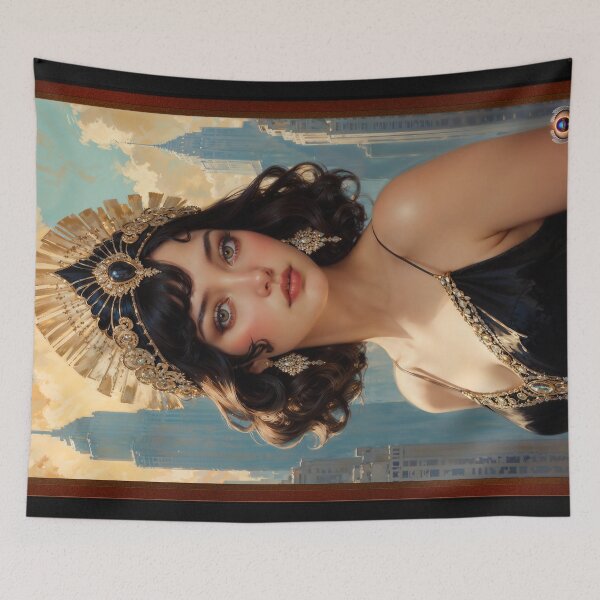 Item preview, Art Deco Enchantment Of A Stunning Woman in Gilded Headdress Beautiful AI Concept Art by Xzendor7 designed and sold by Xzendor7 Digital Art Creations.