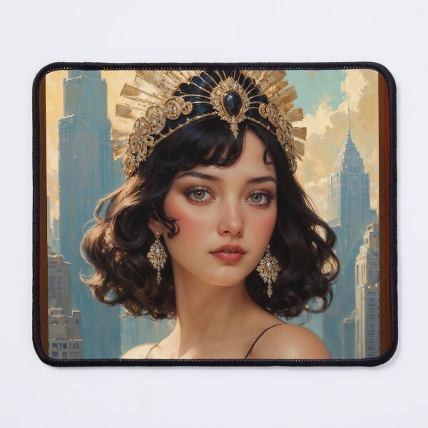 Item preview, Art Deco Enchantment Of A Stunning Woman in Gilded Headdress Beautiful AI Concept Art by Xzendor7 designed and sold by Xzendor7 Digital Art Creations.