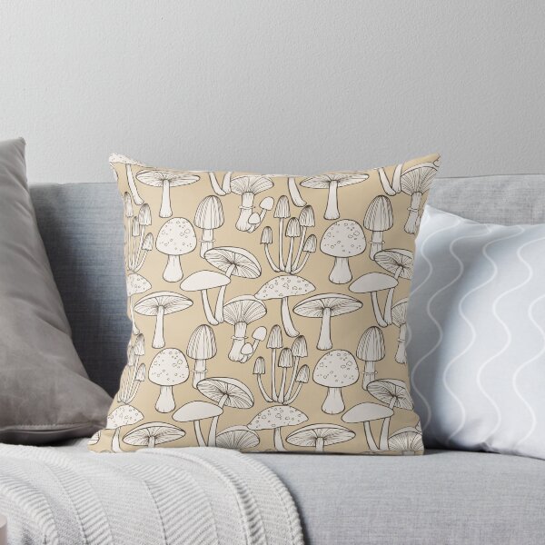 Item preview, Line Drawing Mushrooms Pattern in taupe designed and sold by HazelFisher.