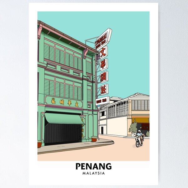 Item preview, George Town Penang Malaysia Travel Print designed and sold by Ginzalluna.