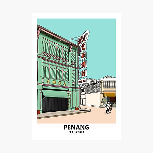 Item preview, George Town Penang Malaysia Travel Print designed and sold by Ginzalluna.