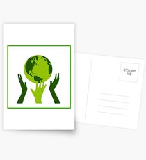 Green Hands Earth. Environment. Postcards