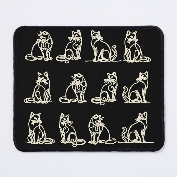 Item preview, Cats Poses Cat Lover Minimalist Monoline Art, white monoline art designed and sold by Collagedream.