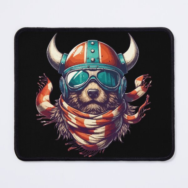 Item preview, Biker Bear In Viking Helmet Checkered designed and sold by TomFrontierArt.