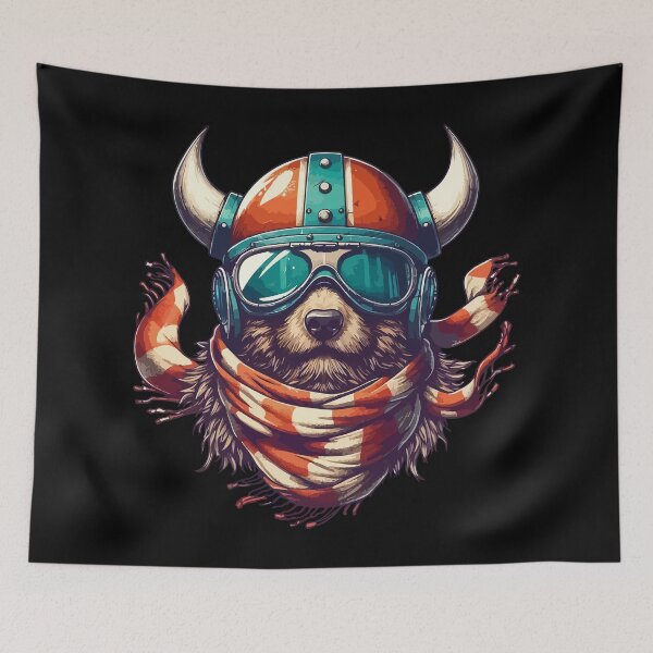 Item preview, Biker Bear In Viking Helmet Checkered designed and sold by TomFrontierArt.