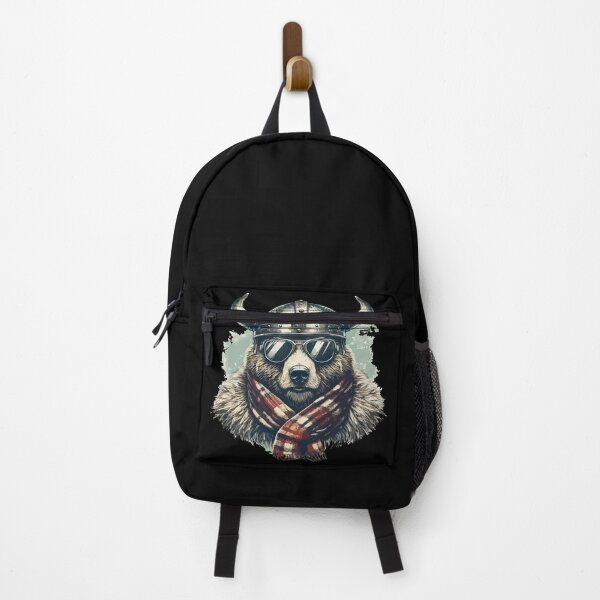 Item preview, Funny Biker Bear In Viking Helmet Checkered designed and sold by TomFrontierArt.