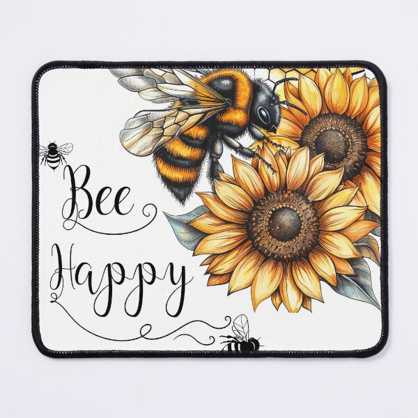 Item preview, Bee happy  bumblebee and sunflower inspirational designed and sold by Inktown.