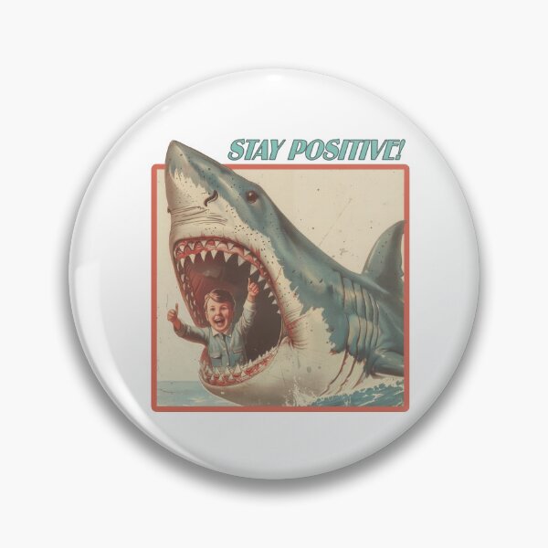 Item preview, Stay Positive Retro Shark Illustration designed and sold by lostinpixels.