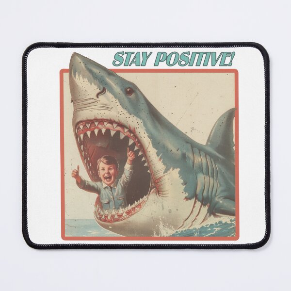Item preview, Stay Positive Retro Shark Illustration designed and sold by lostinpixels.